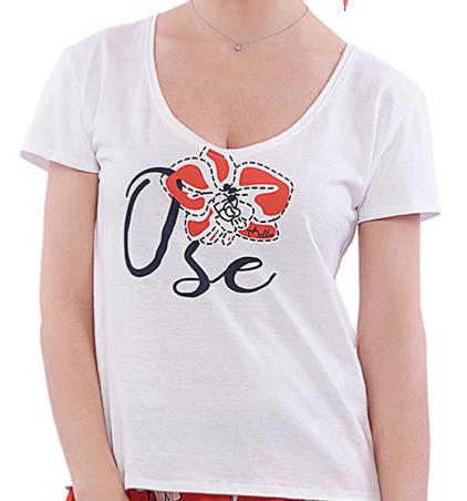 T-Shirt blanc "Ose" en coton égyptien - BeMelba