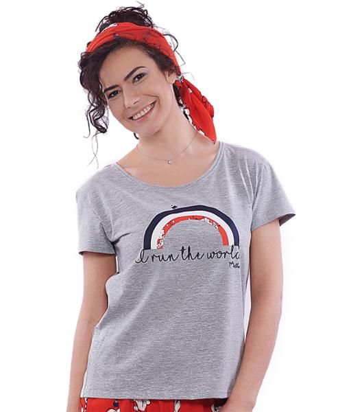 T-shirt gris chiné arc-en-ciel - BeMelba